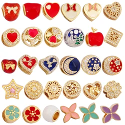 Delicacy Flowers Heart Round Geometry Shape Star Moon Spacer Beads,Fashion Colorful Tube18K Gold Jewelry Making Supplies M54