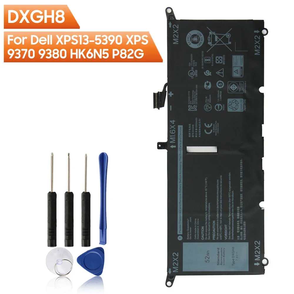 

Replacement Battery DXGH8 For Dell XPS13-5390 XPS 9370 9380 HK6N5 P82G Rechargable Battery 52Wh