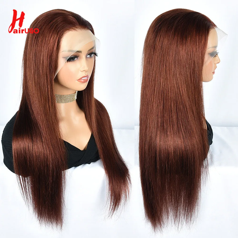 Reddish Brown 13x4 Lace Front Human Hair Wigs Auburn Color Lace Frontal Wigs For Women Straight Human Hair Wigs Preplucked 180%