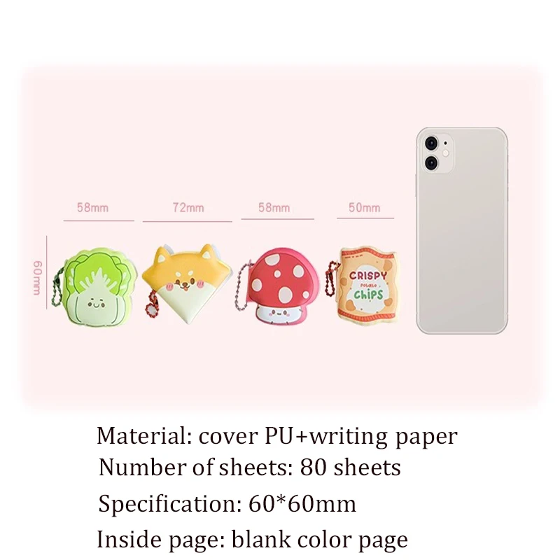 4 Pcs Portable Pocket Notebook Student Pendant Kawaii Stationery Mini Sticky Tab Cute Adhesive Note Office Gift with message