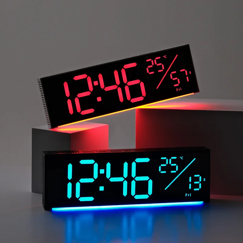 

Большие цифровые настенные часы, большой светодиодный дисплей с номером RGB, цвета, ночник для классной комнаты, гостиной, спальни, подарок на день рождения