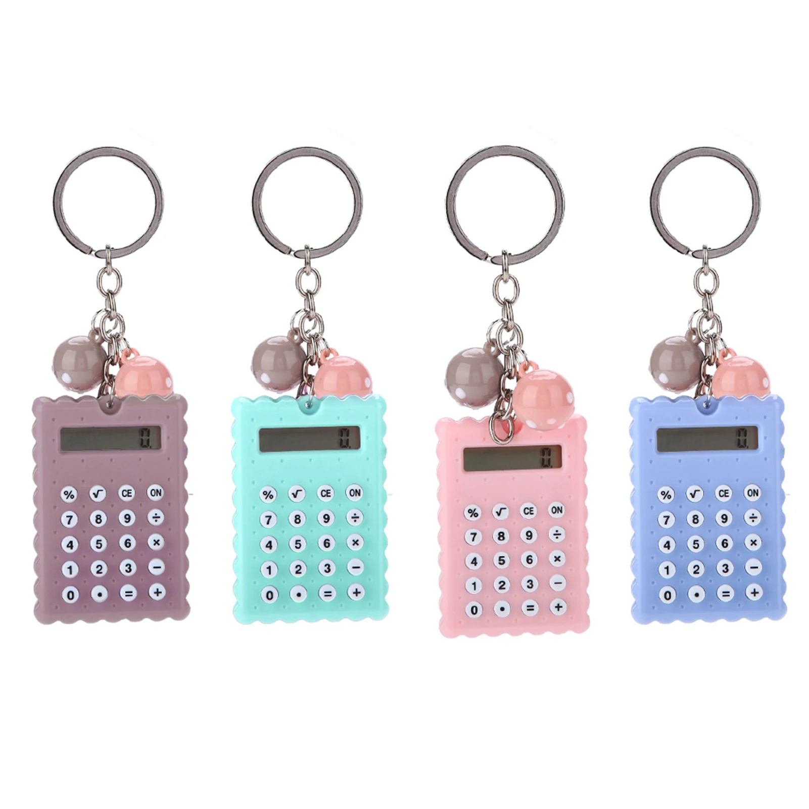 Mini Portable Cute Cookies Style Key Chain Calculator Candy Color Pocket Calculator Durable Lightweight Easy to Use for Students