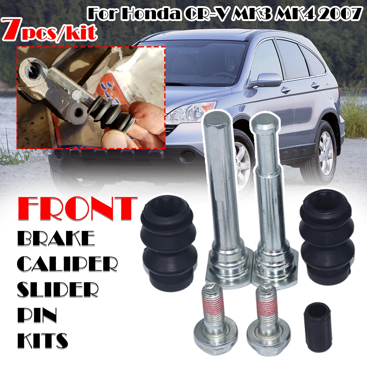 

Front Brake Caliper Slider Guide Pins Bolt Kit For Honda CR-V MK3 MK4 2007- Left Right Disc Housing Rubber Bellows Sleeve Bush