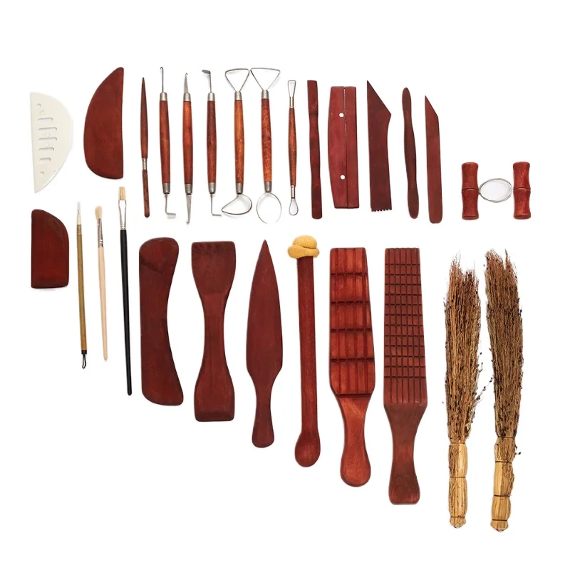 

27-piece Pottery Tool Set Wooden Clapper/scraper/mud Cutting Rope DIY Ceramic Pot Clay Sculpture Modeling Craft Tools