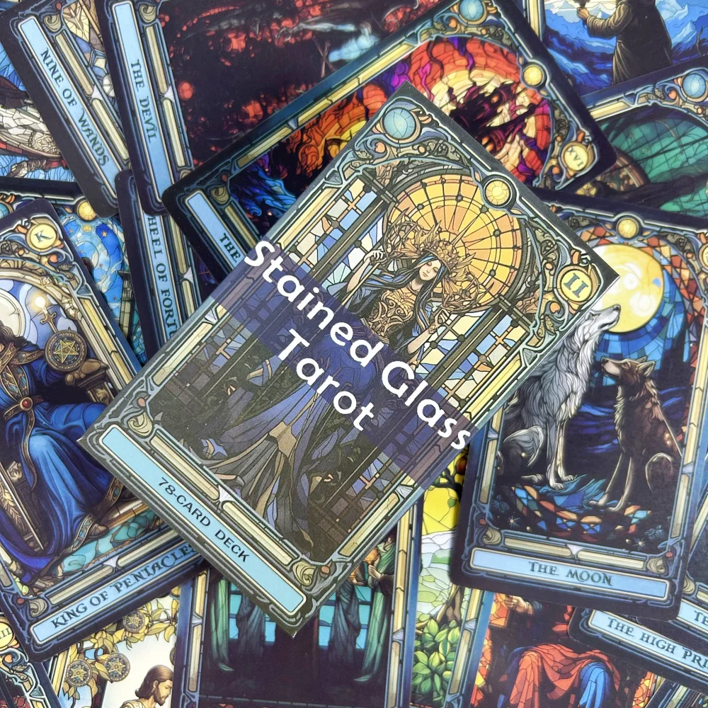 Buntglas-Tarot, ein Kartendeck mit 78 Karten, Freizeit- und Unterhaltungsspiel, Karten, Familientreffen, Wahrsagerei, Brettspiele