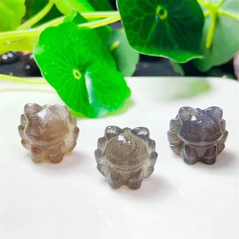 3PCS Natural Skeletal Quartz Fairy Fox Mythical Creature Tribal Totem Symbol of Wisdom and Love Crystal And Stone Healing Gift