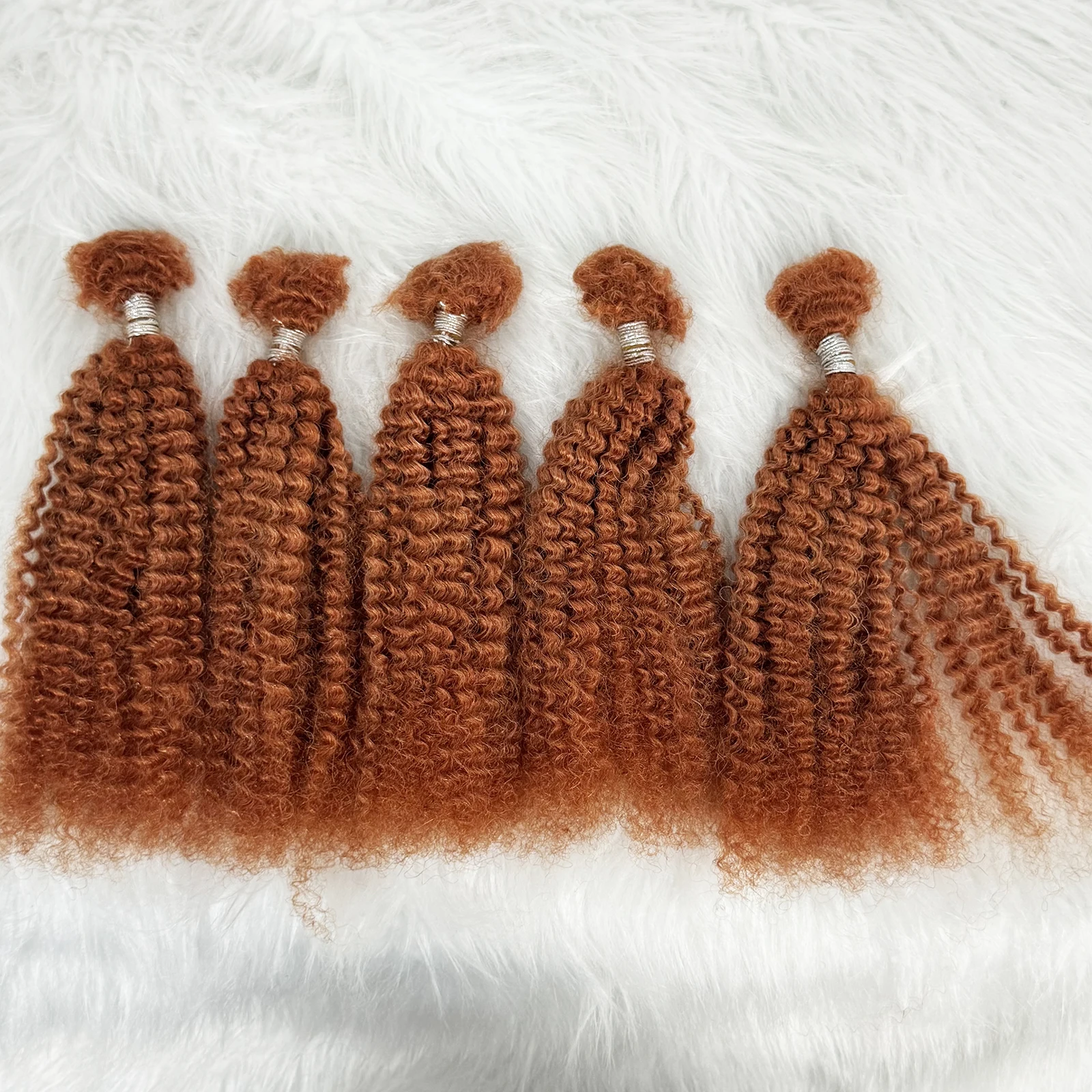 16 Zoll Afro Kinky Curly Echthaar-Bulk für Dreadlocks, Afro Kinky Bulk Echthaar zum Flechten, 30g/Packung, Färbbar – Detail 34