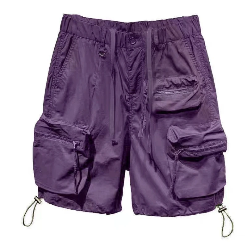 Pockets Patchwork Plus Size Casual Shorts Summer New Thin Solid Loose All-match Trend Wide Leg Shorts Fashion Korean Men Clothes