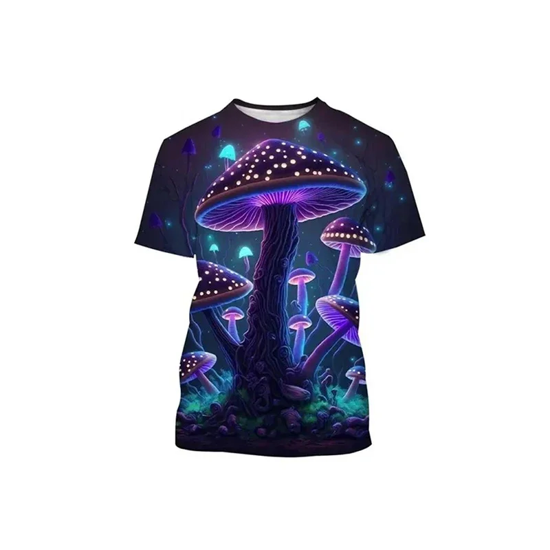 Fashionable Amusing  Mushrooms Pictures For Men's T-Shirts Trend Digital Printing Casual Round Neck Short Sleeved Tops