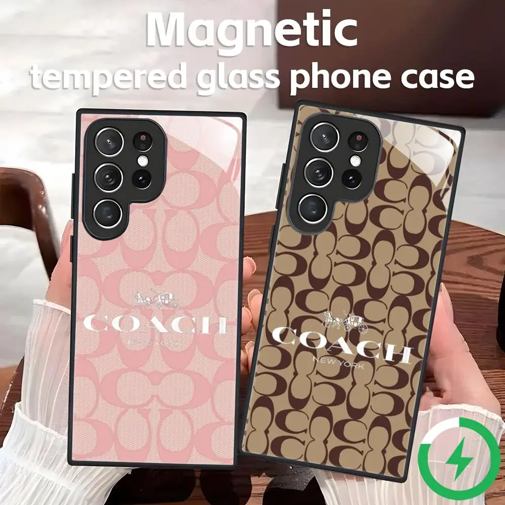 Luxury fashion brand C-Coach Phone Case For Samsung S26 S25 S24 S23 S22 S21 S20 Plus Ultra Note20 Glass Magnetic Case