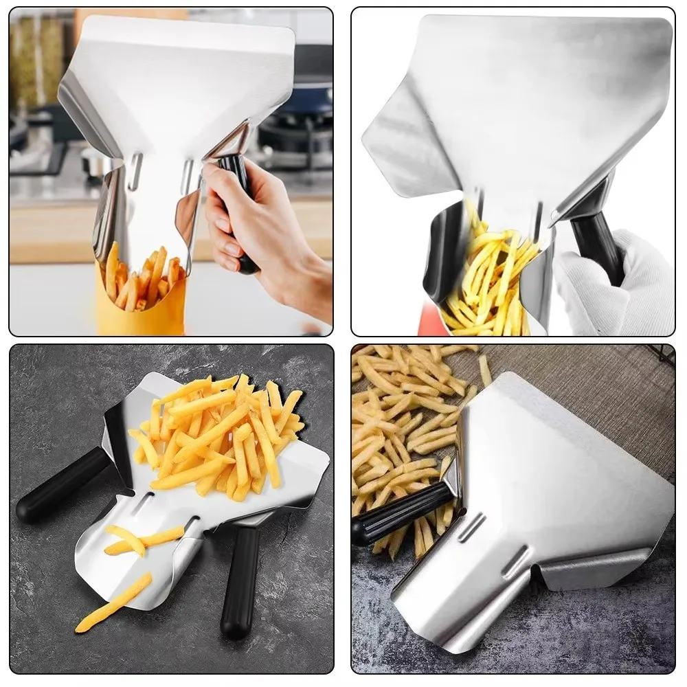 Household Stainless Steel French Fries Shovel Single/Double Handle Packing Shovel Fries Shovel Loader Baking Tool Shovel