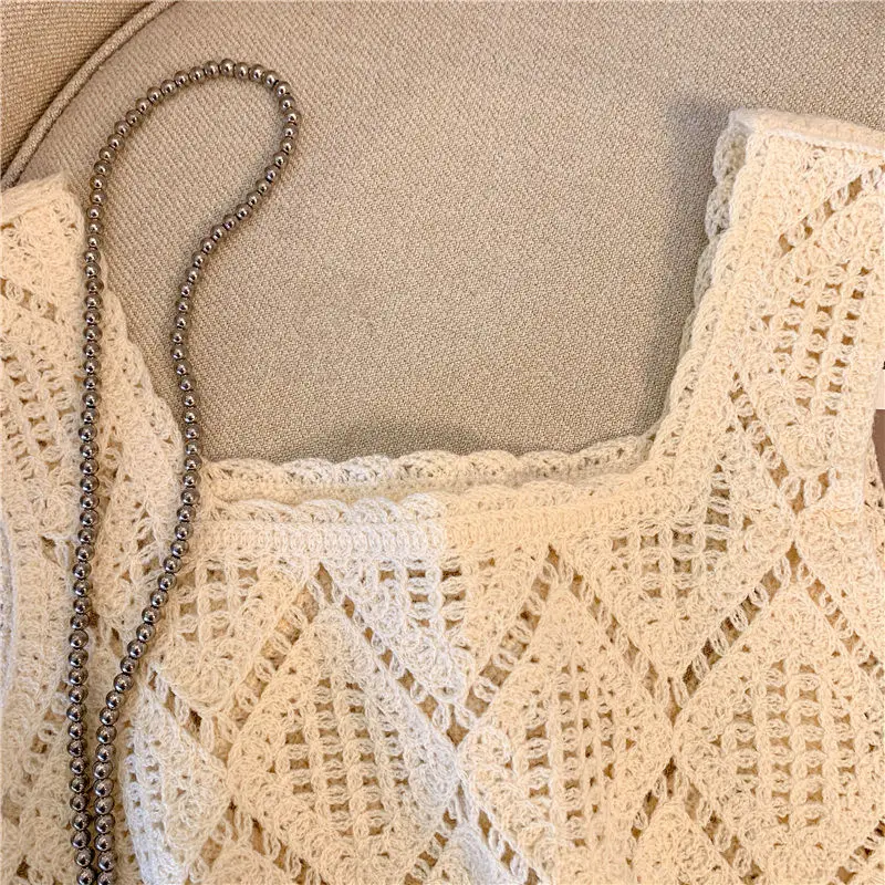 بروتيل بوهيمي منسوج للنساء ، توب قصير من الكروشيه ، شرابة مجوفة ، طراز عرقي ، صناعة ثقيلة ، جديد ، صيف