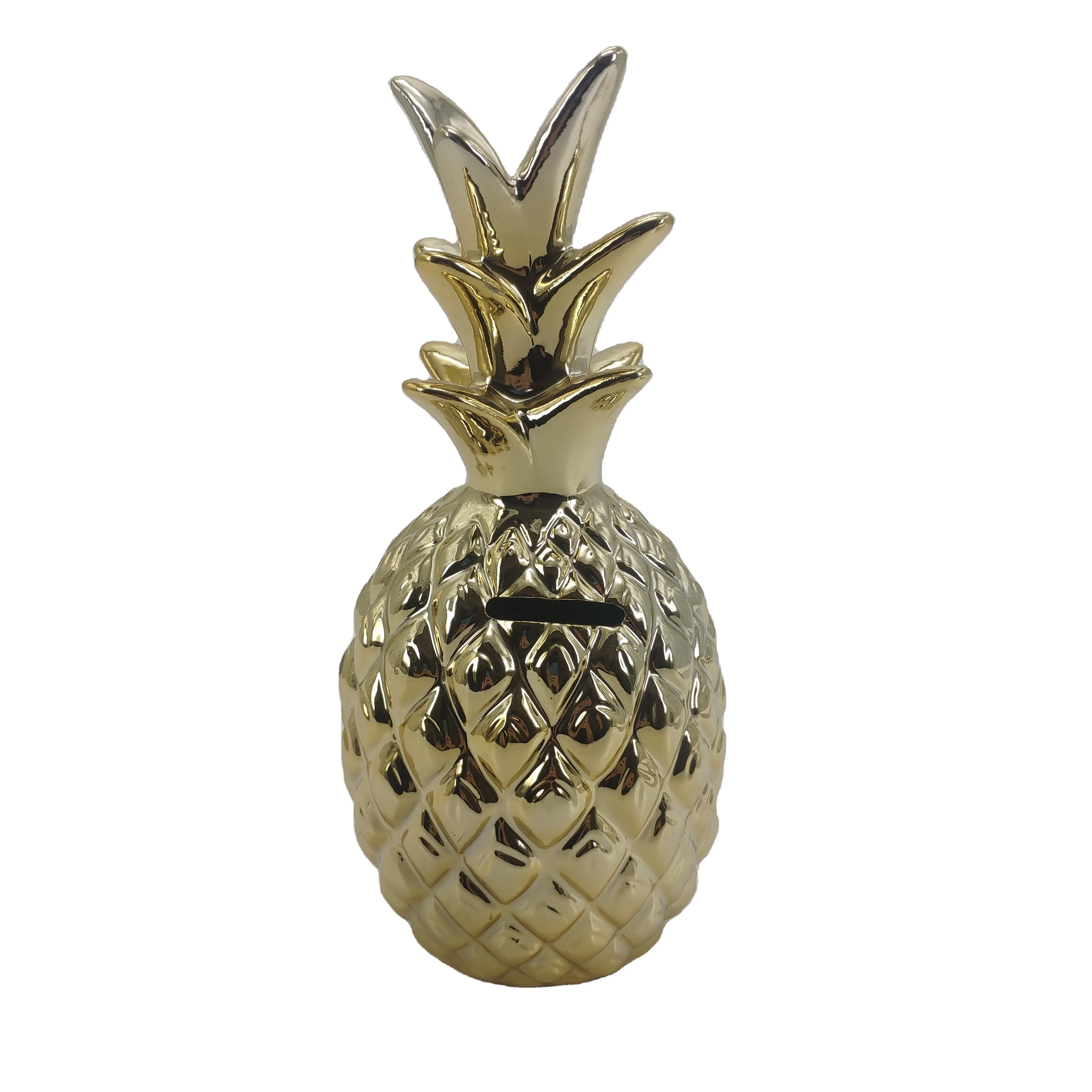 High Quality Pineapple Shape Customized Ceramic Piggy Bank for Home Decoration