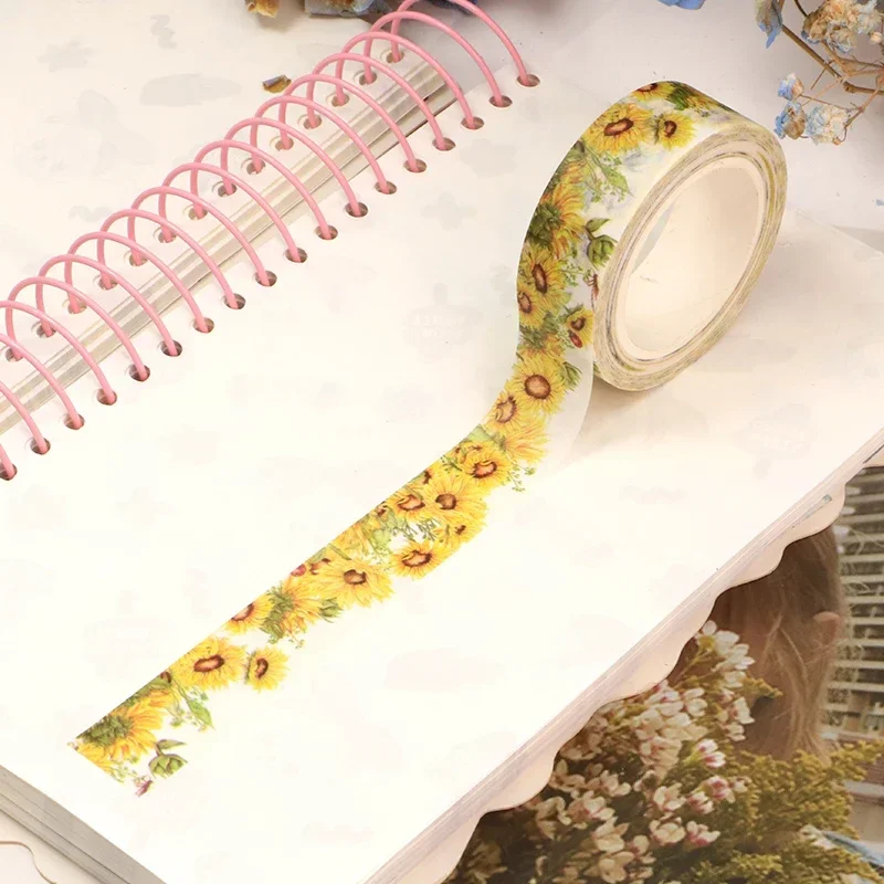 

NEW 1X 10M Decorative Sunflowers Paper Cinta Washi Tape DIY Scrapbooking Journaling Masking Tape Kawaii Papelaria