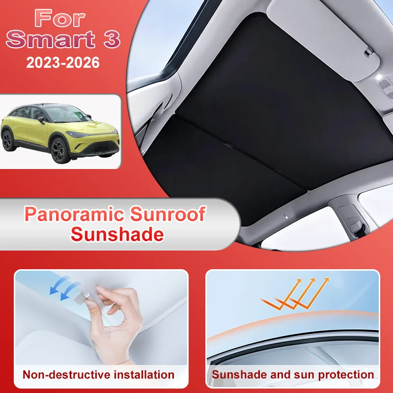 For Smart Jingling 3 Accessories HC11 2023~2026 Ice Crystal Sunshade Sunroof Protection Heat Insulation Sunshield Cooling Shield