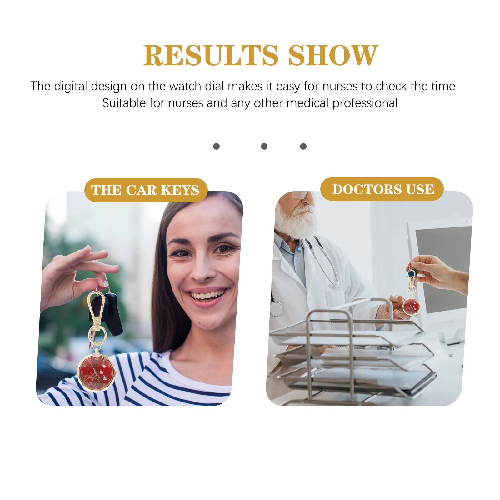 Digital Keychain Clip On Watch Nurse Pocket Decorative Backpack Glass Alloy Precise Time Long Use Durable Shape