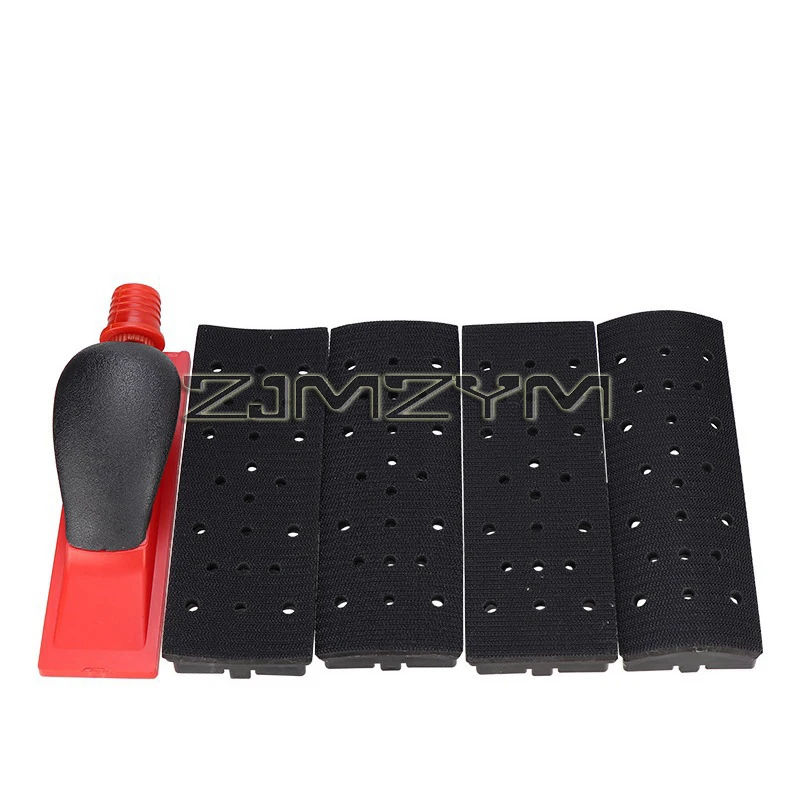 70x198mm Vacuum Sanding Block 5pcs Set Vacuuming Sanding Disc Holder Sandpaper 4pc Backing Polishing Pad Handheld Sande