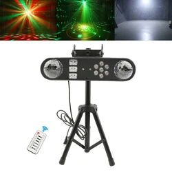 디스코 DJ 조명 스탠드 포함, 레이저 프로젝터 조명, 매직 볼 패턴 조명, LED 스트로브 워시 라이트, 4 인 1 효과, 리모컨 80W