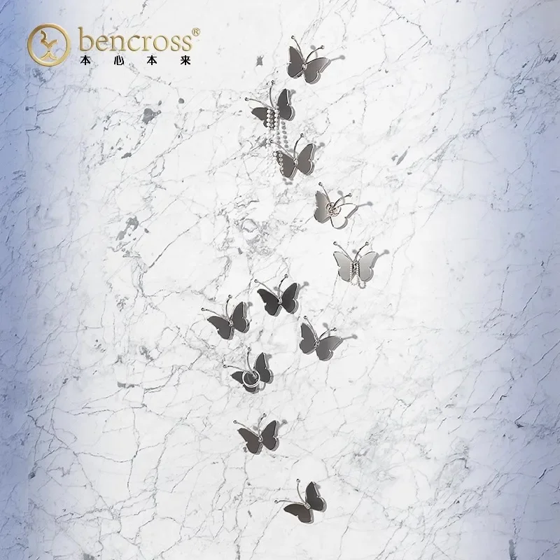 BENCROSS original creative butterfly wall decoration wall sticker no punching bathroom metal wall hanging adhesive hook
