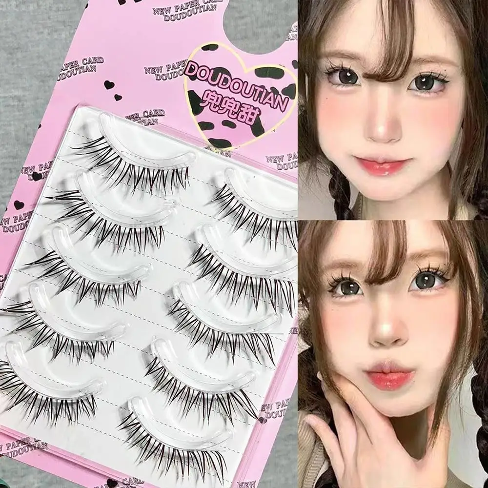 5 ペアナチュラルつけまつげコミックアイつけまつげ韓国うっすらエクステンションナチュラルセグメント化されたまつげバンドルメイクアップツール