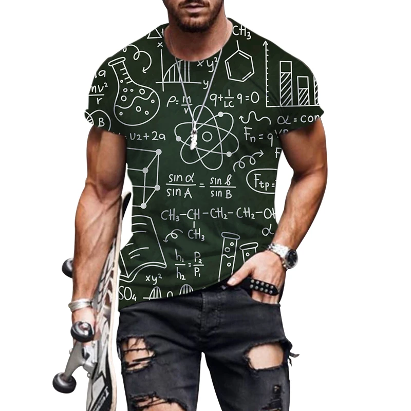 3d Print Men's Mathematical Equation Pattern T Shirt For Men New In Men's Casual Short Sleeve Oversized Hiphop T Shirts Clothes