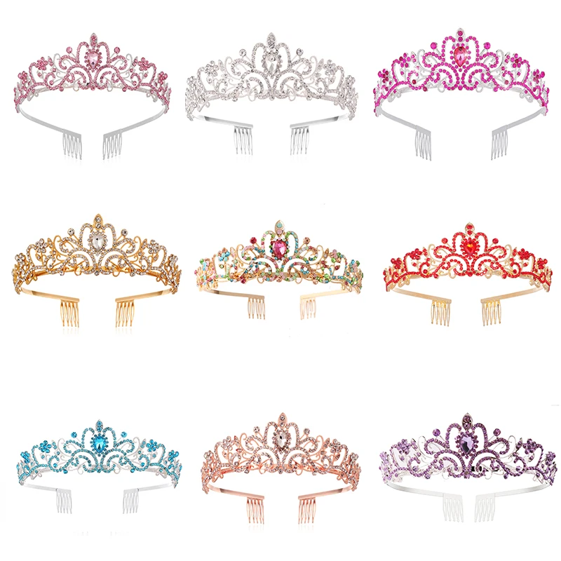 

Hot selling crystal diamond bridal wedding headbands, children's birthday headpieces, hair accessories, dance party, crown, car