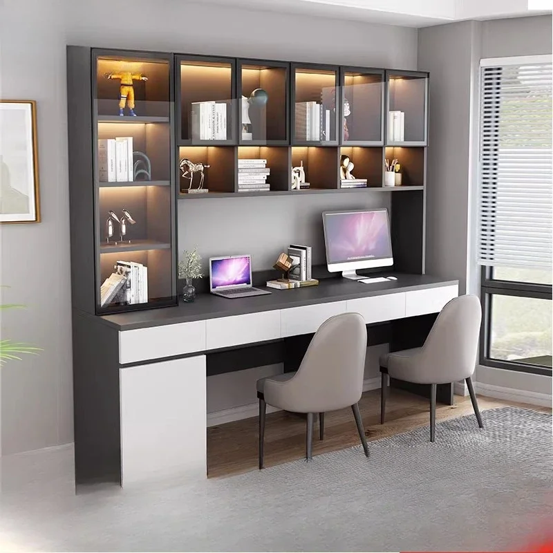

bookshelf integrated table light luxury desk computer desktop writing table student study