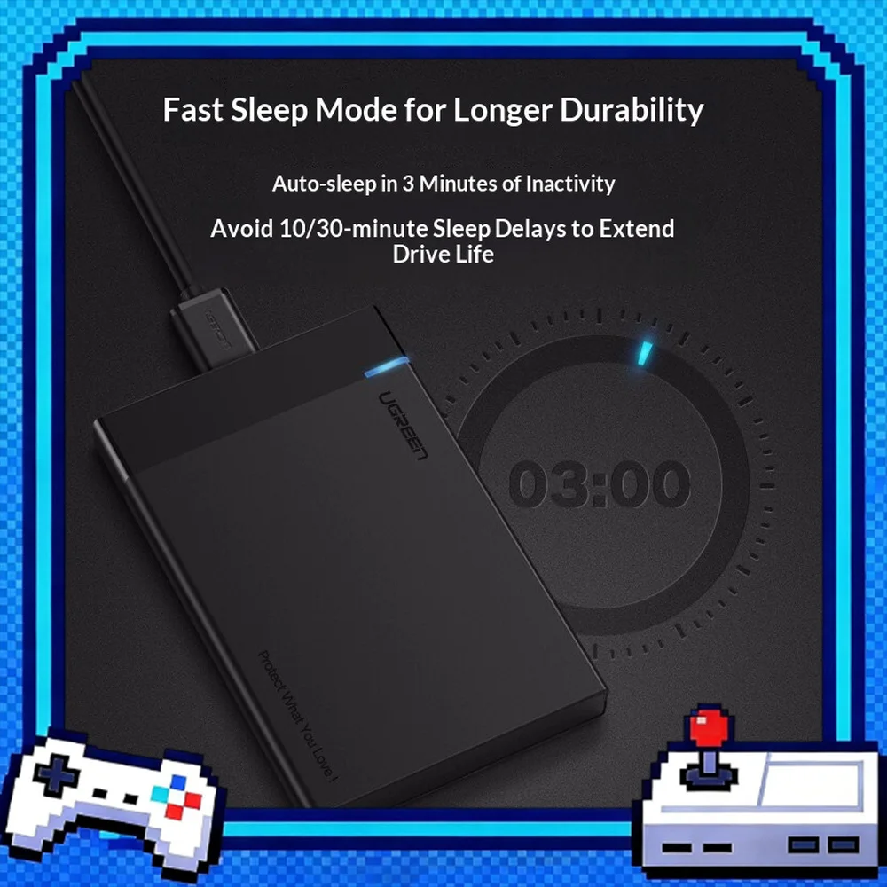 UGREEN US221 30848 2.5 Inch SATA to USB 3.0 External Hard Drive Enclosure with Detachable Micro USB Cable