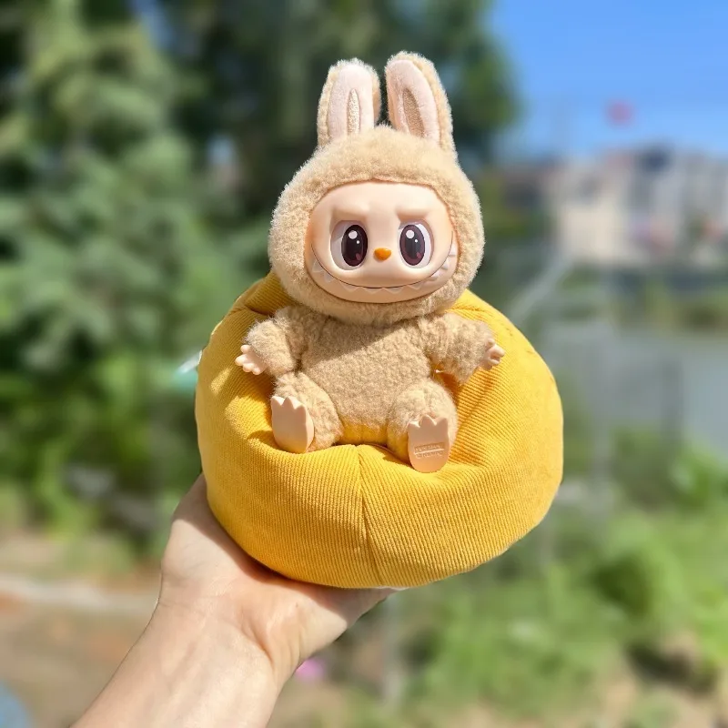 소파 전용 17cm 라부부 인형 헤어 패션 플란넬 소파베드 소프트 카우치 플러시 장난감 자동차 액세서리 미니 소파베드 블라인드 박스 장난감