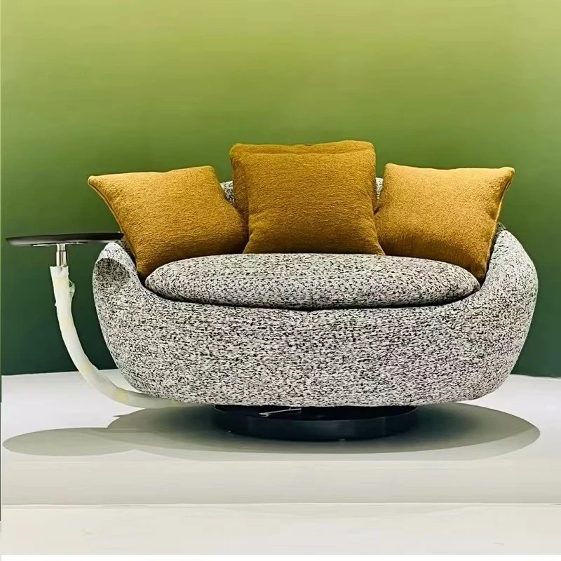 ^Italian Minimalist Living Room One Seat Reclining Fabric Revolving Sofa Bed Chair with Table Swivel Chair for Hotel Use