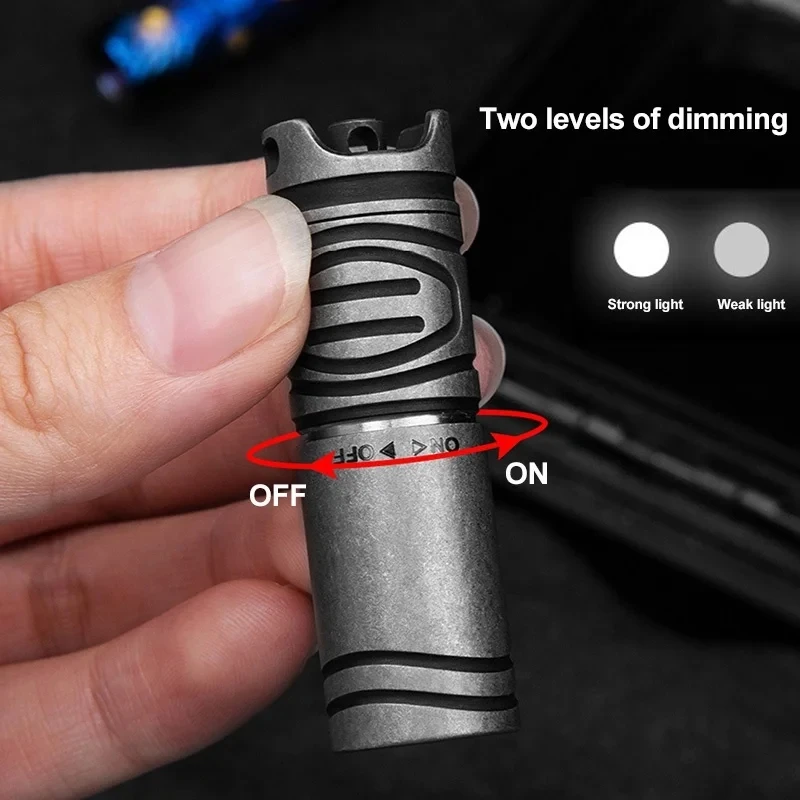 Titanium Alloy Mini LED Flashlight Portable Outdoor Lighting EDC Tool USB Rechargeable Fixed Focus Camping Emergency WaterprLamp