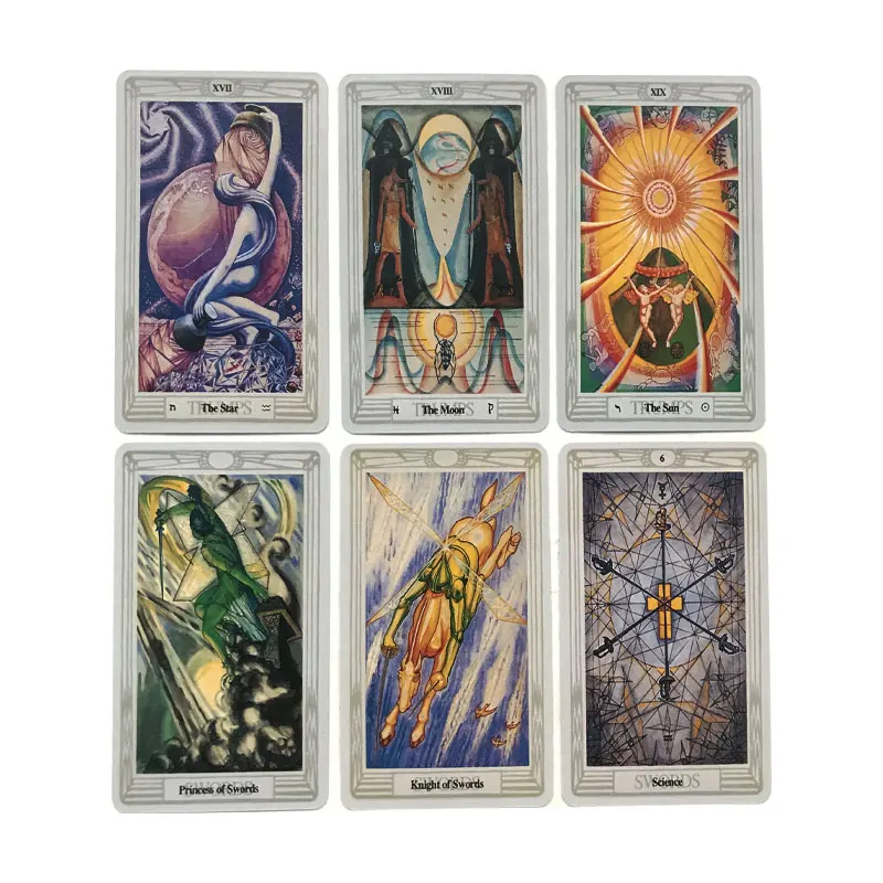 Hot selling Thoth Tarot Oracle Card Fate Divination Prophecy Card Family Party Game Tarot 78 Card Deck PDF Guide