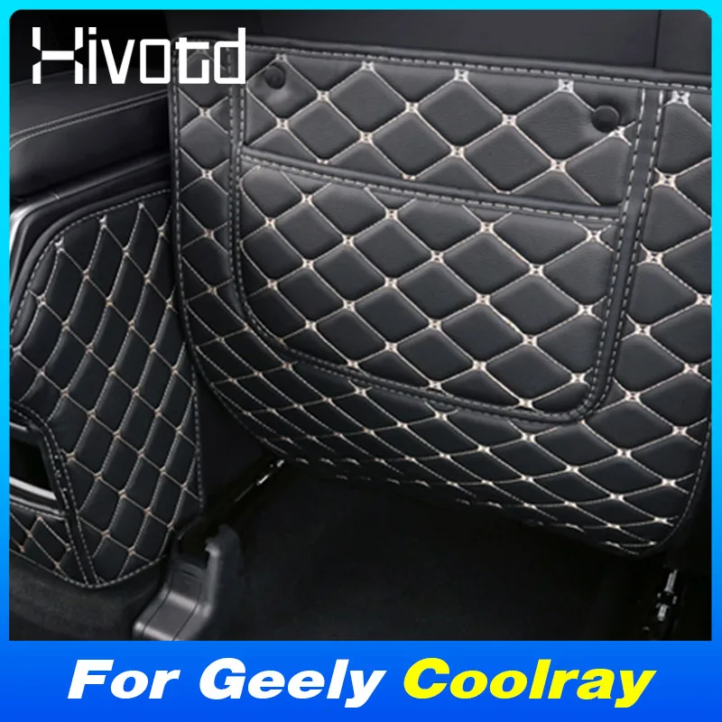 

Car Rear Seat Back PU Leather Mats Anti-Kick Anti-Dirty Protector Cover For NEW Geely Coolray 2023-2024 Interior Accessories