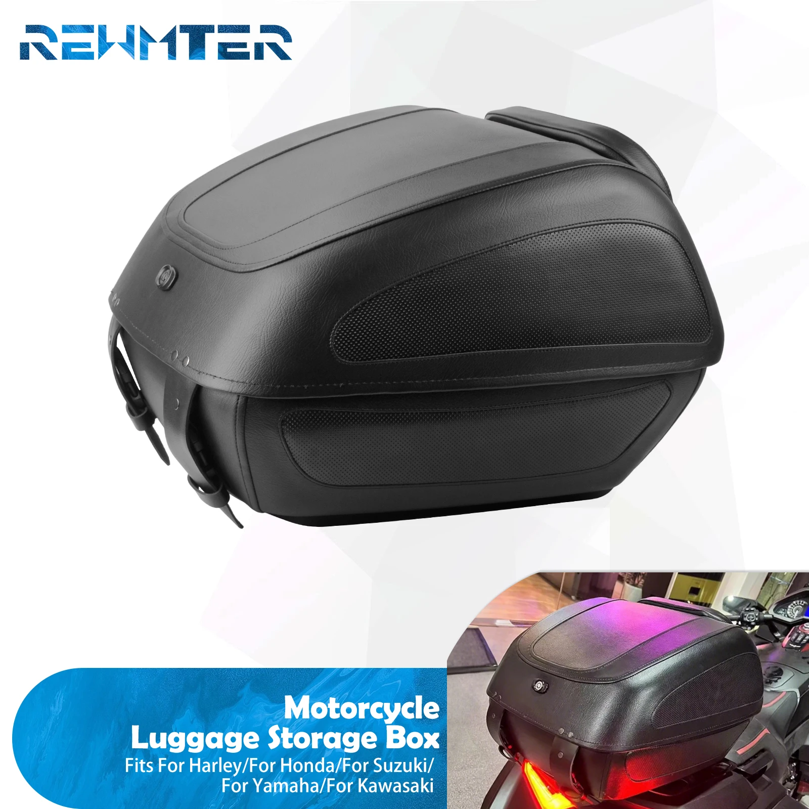 Motorcycle Trunk Bag Rear Travel Luggage Storage Case Tool Tail Box For Harley Softail Touring For Yamaha For Honda For Suzuki