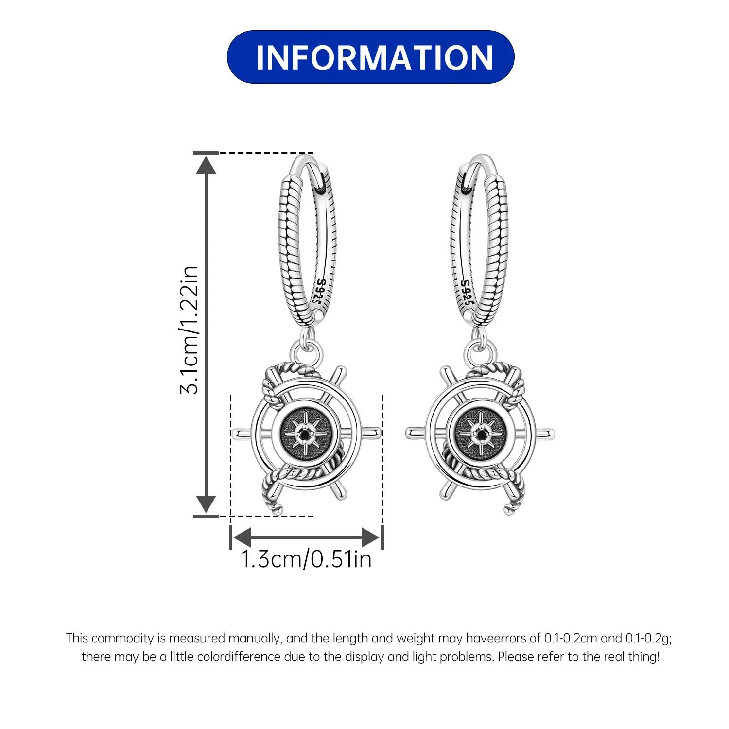 Orstarry 925 فضة الدفة البوصلة أقراط المجوهرات الأصلية إسقاط أقراط مجوهرات حفلة الذكرى الهدايا العصرية #6
