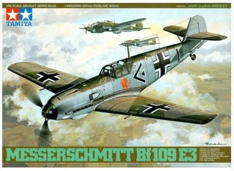 Tamiya 61050 1/48 Scale Model Aircraft Kit Luftwaffe Messerschmitt Bf 109 E-3