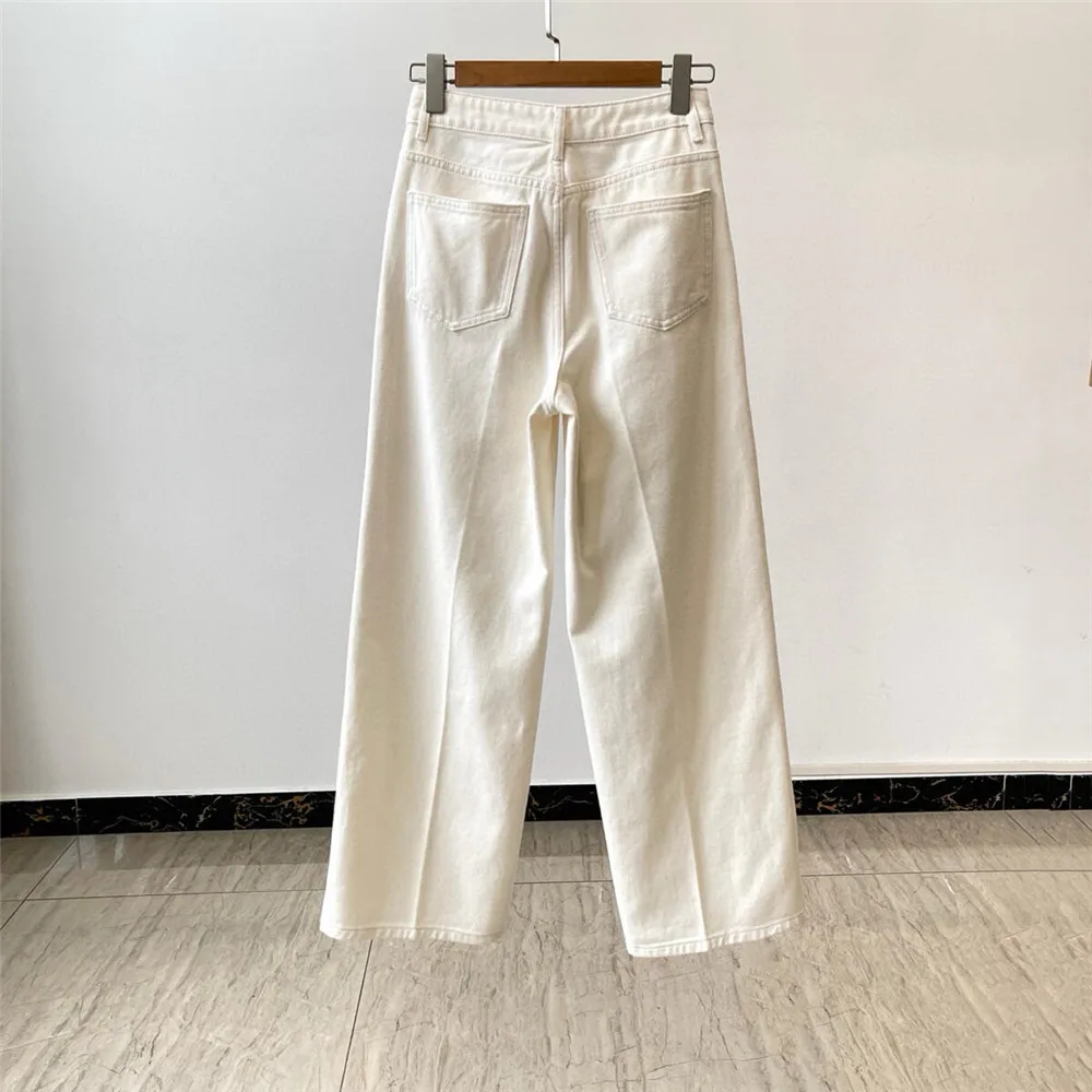 25 femmes automne/hiver nouveau coton jambe large taille haute jean