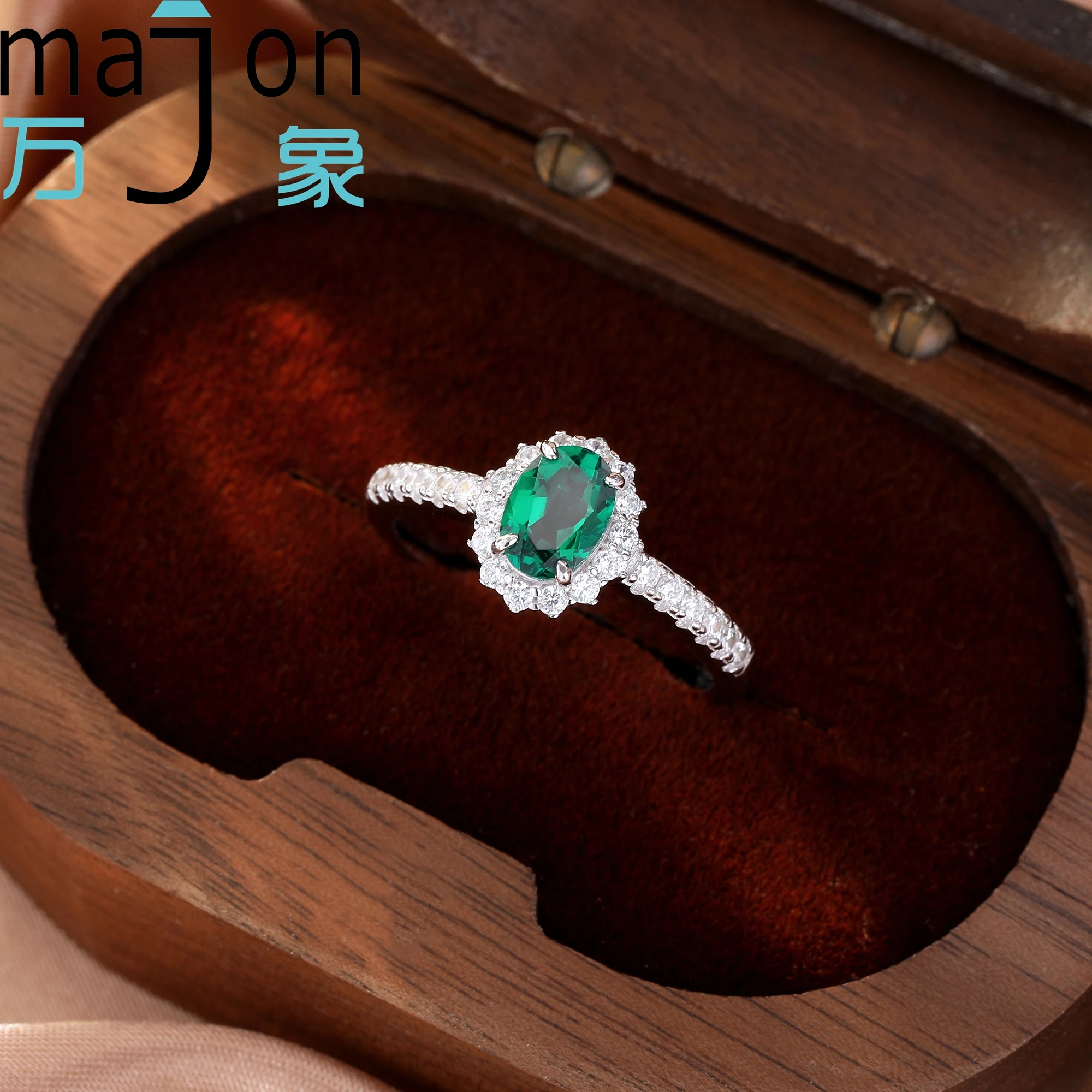 Acessório de Moda Feminino: Joia Oval de Esmeralda Zâmbiana Criada em Laboratório 5*7mm, Prata S925 Banhada a Ouro 18K para Uso Diário Feminino