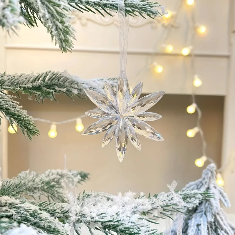 3/6pcs Snowflake Christmas Decorations for Christmas Tree Decoration - Transparent Crystal Pendant