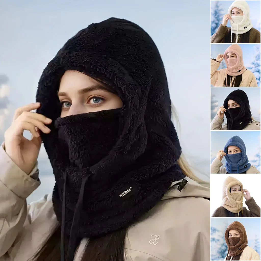 

3-in-1 Thermal Neck Warmer Face Cover, Windproof Ski Hood Scarf Women's Winte Balaclava Hat for Outdoor Cycling Skiing