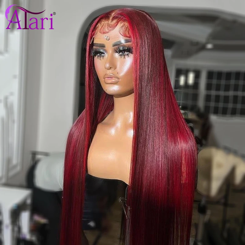 Clearence Sale Ombre Red Transparent 13x4 Lace Front Human Hair Wigs Brazilian Straight Lace Frontal Wigs Pre Plucked