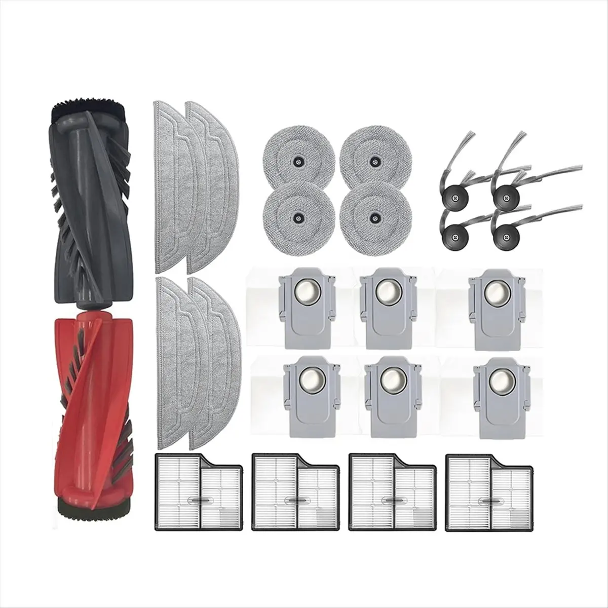 (ABJZ) 24 Pcs for Roborock Saros 10/ G30/ S9 MaxV Ultra Robot Vacuum Roller Side Brush HEPA Filter Mop Pad Dust Bag
