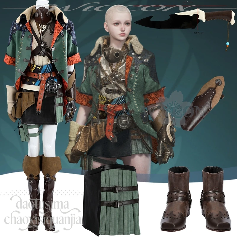 

Viking Punk Y2K Monnster Cosplay Anime Game Mini Dress Fake Sword Prop Shoes Gloves Halloween Outdoor Party Outfit