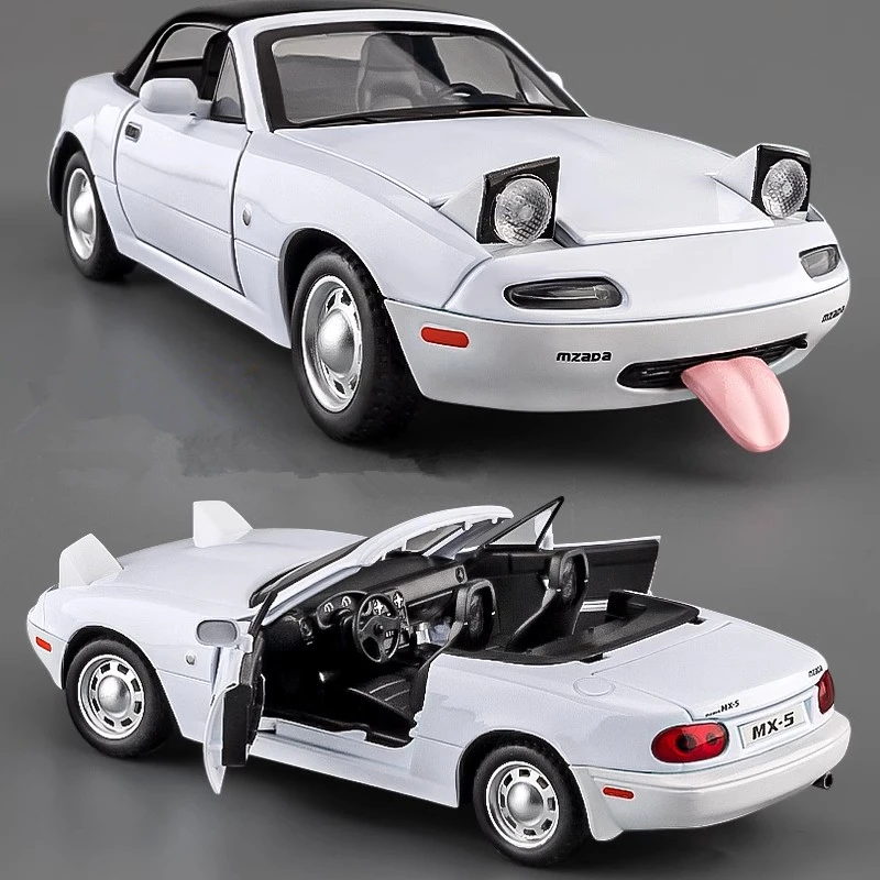 1:24 MAZDA MX-5 Alloy Convertible Sports Car Model Diecasts Metal Racing Vehicles Car Model Sound and Light Childrens Toys Gifts