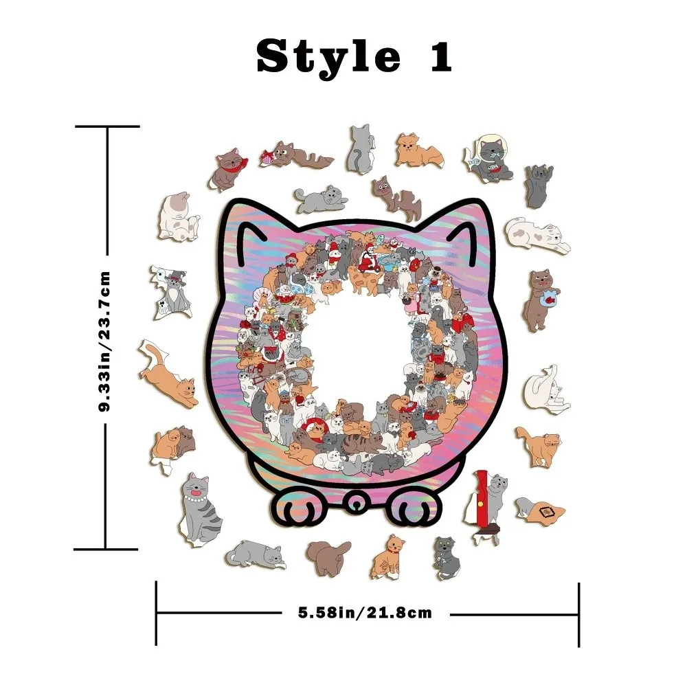 135-piece Morandi-colored Cat-shaped Puzzle with Cat Silhouette Frame Cat Puzzle Ornaments Cut Cat Pieces Macaron Color view 6