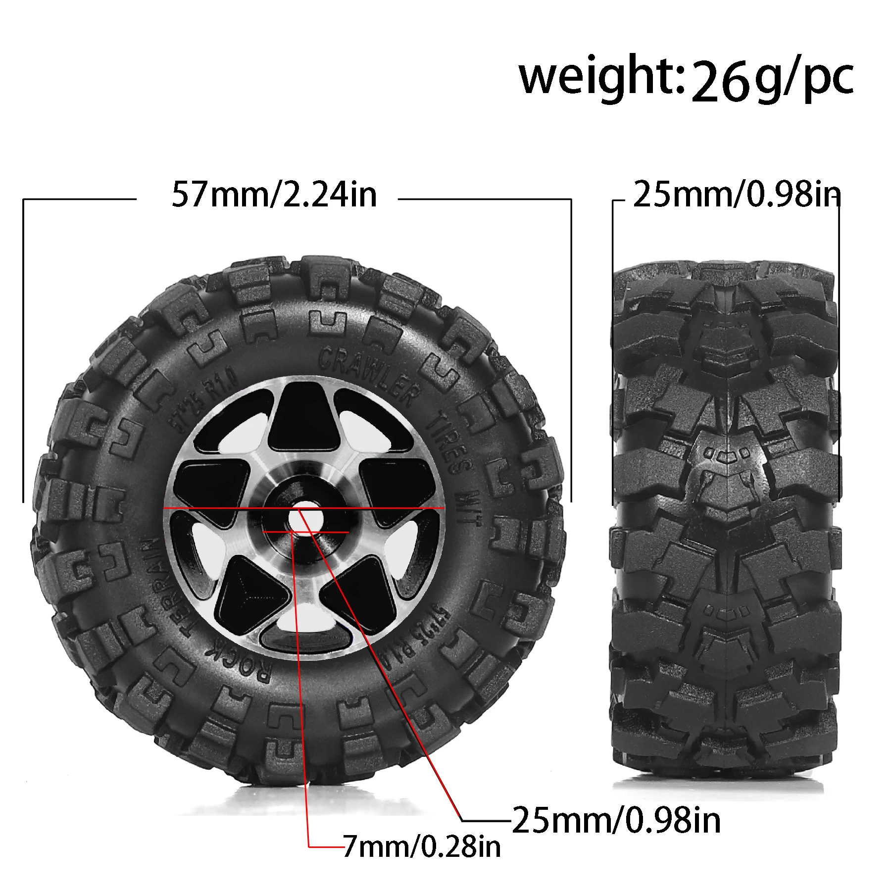 RED SPIDER 4Pcs Metal 1.0 inch Beadlock Wheel & Tire Set for 1/18 TRX4M Ascent-18 1/24 Axial SCX24 AX24 RC Cralwer Upgrade Parts