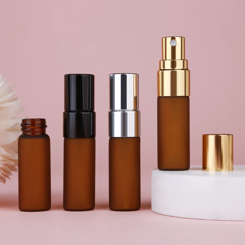 30/50Pcs 3ml Brown Frosted Glass Perfume and Toner Spray Bottle Mini Perfume Subpacking Sample Bottle