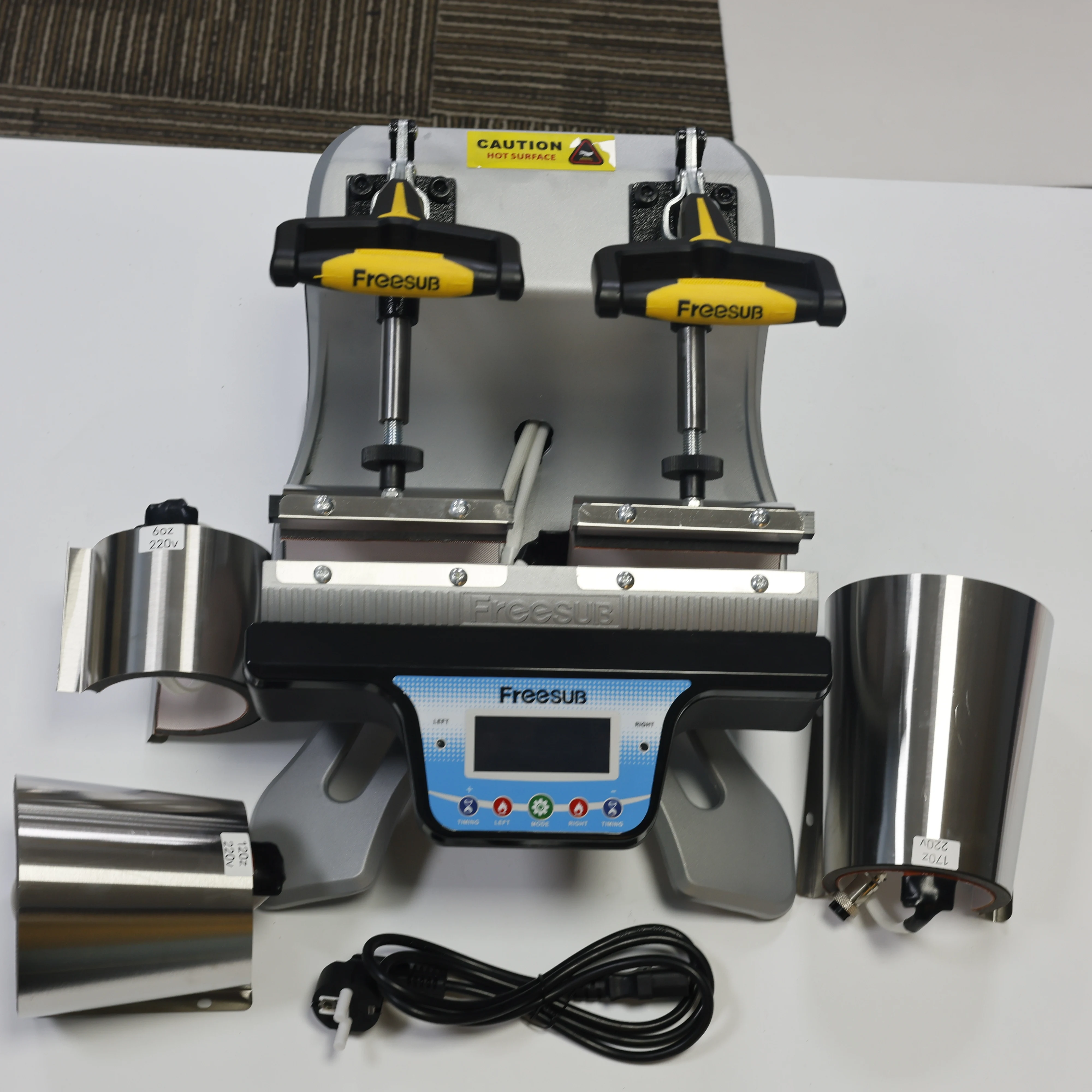 

Popular Mini Double Station Mug Machine Heat Press Machine for 6OZ 11OZ 12OZ 15OZ 17OZ 2 Mugs Sublimation Printing Machine