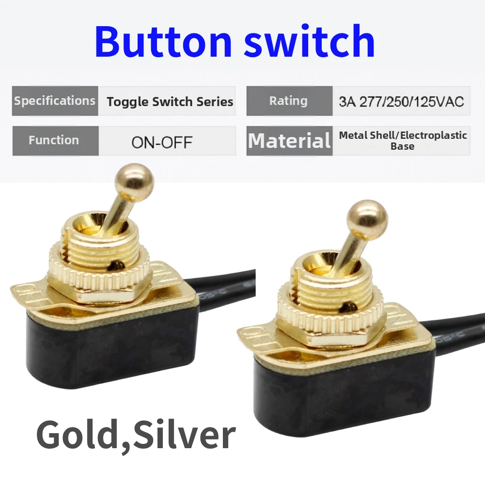 1Pcs MT-2021 ON OFF Rocker Switch For Toggle Switch With Leads 2 Pin 2 Position 3A 277VAC 250VAC 6A 125VAC Metal Base