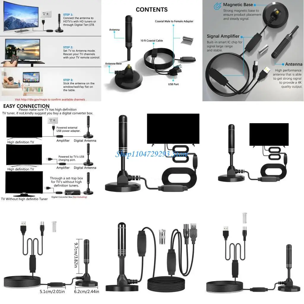 

Y2GD Ground Waved Technology Double Amplifier Digital Antenna Support 4K